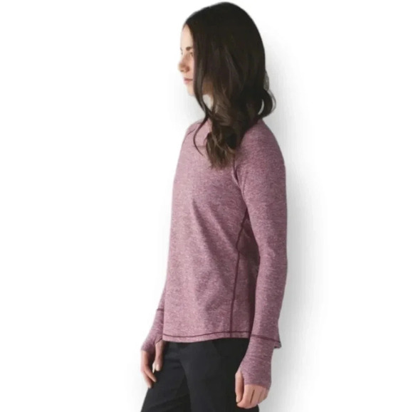 Lululemon Warm Your Core Long Sleeve Pleated Back Bordeaux Burgundy Small - Picture 12 of 16